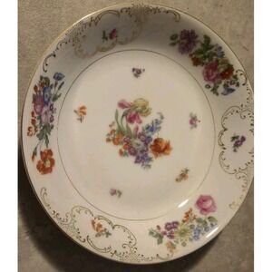 SGK China Moriyama 7.75" Floral Bowl Japan‎  Gold Trim Vintage